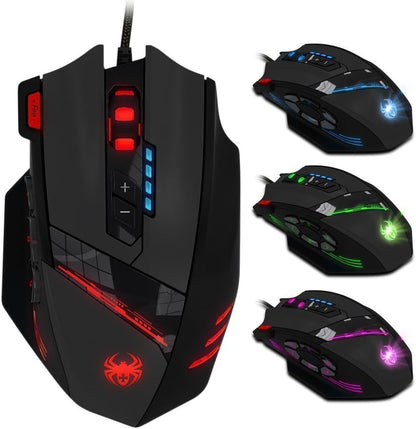 Zelotes Ergonomische Gaming-Maus, Kabelgebunden, 12 Programmierbare Tasten, 4000 DPI