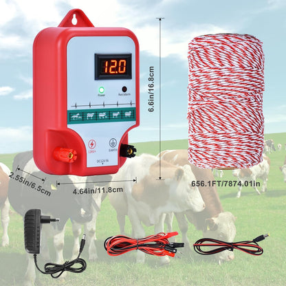 15 km elektrischer Zaun für Tiere, elektrischer Zaun für Tiere, elektrische Tierzucht, Kontrolle, Kuh, Schafe (rot)