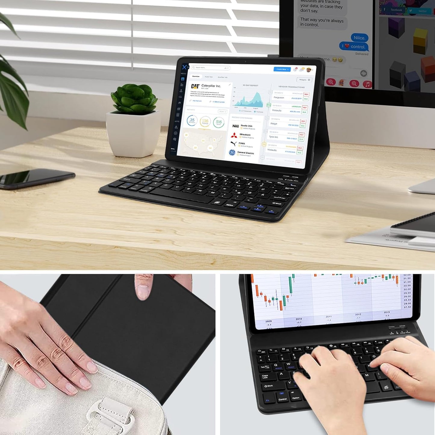 Zabatoco Hülle mit Tastatur 11,5 Zoll Bluetooth QWERTZ für Lenovo Tab P11 Schwarz