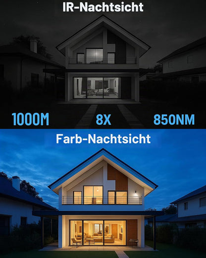 ZIMOCE 4K-Nachtsicht Ferngläser 8-facher Zoom, 36-MP-Fotos, 1000 m Reichweite, 7-stufige IR-Beleuchtung (Schwarz)